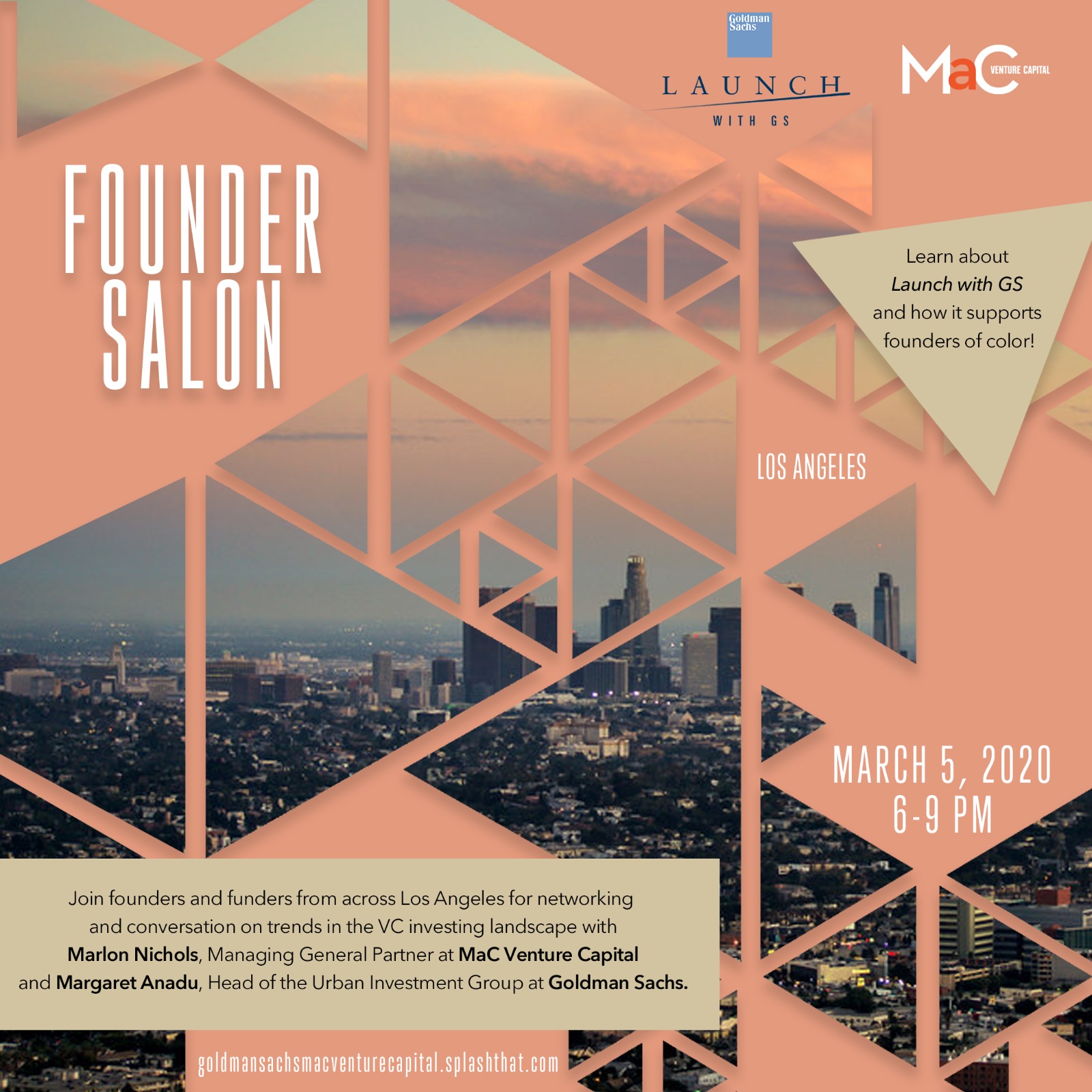 MaC Venture Capital and Goldman Sachs’ Launch With GS Invite You: Founder Salon, Los Angeles